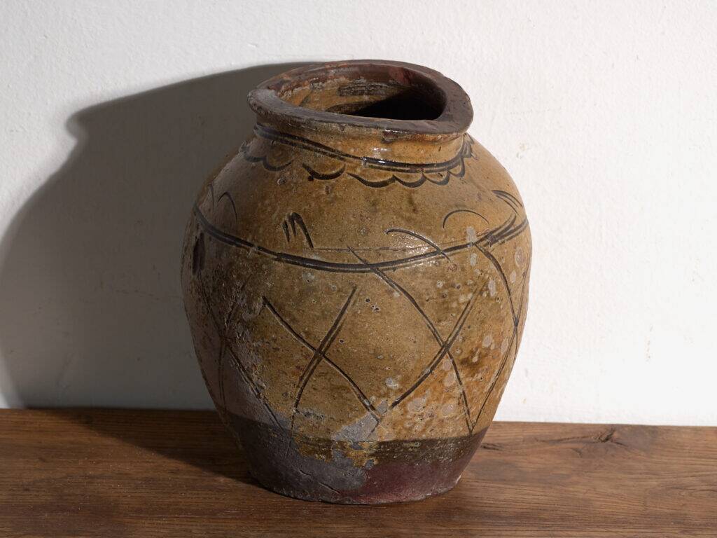 Vase ancien chinois en grès émaillé – Chine, vers 1890
