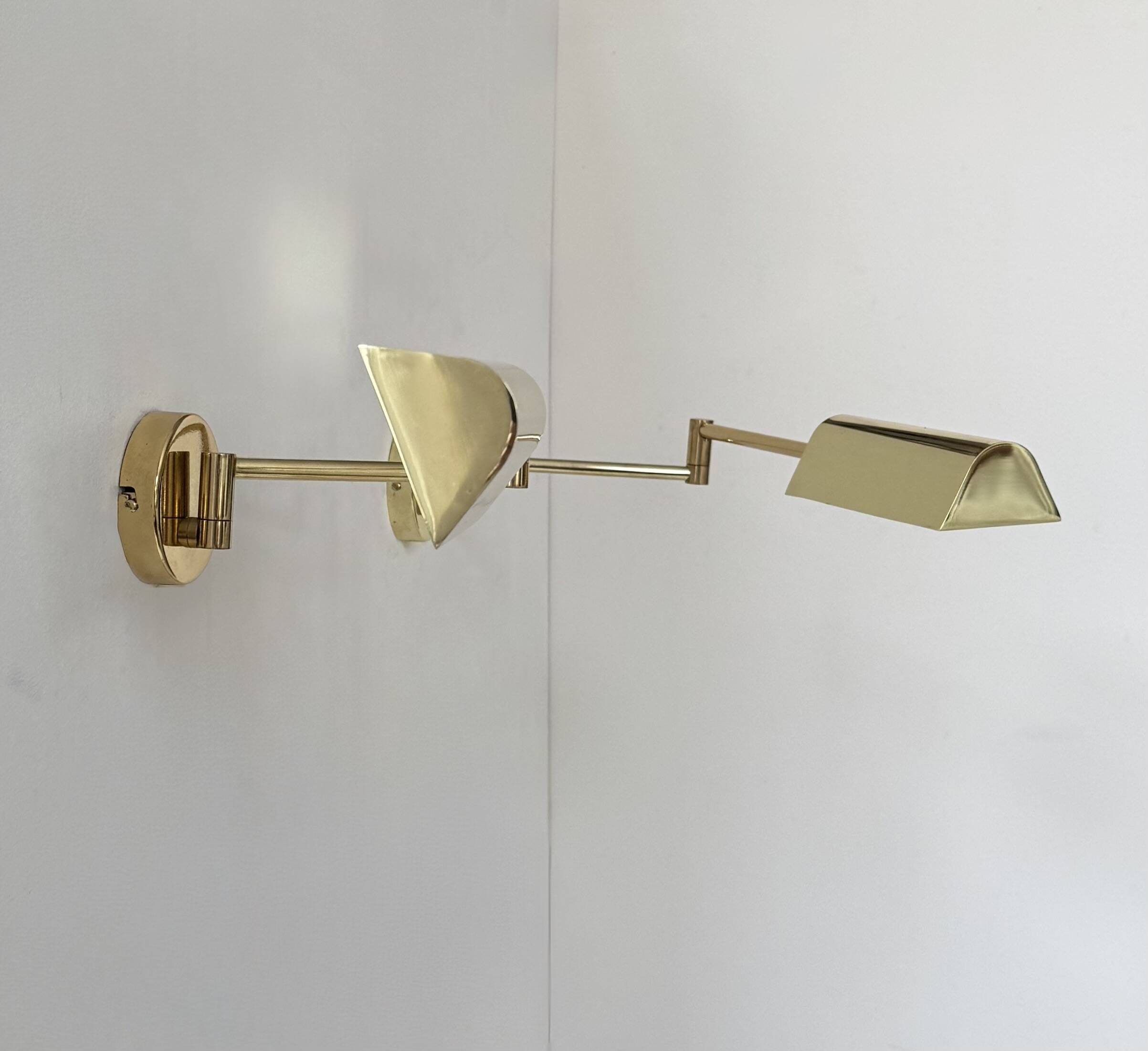 Pair of vintage adjustable wall lights, brass, France, 1970