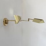 Pair of vintage adjustable wall lights, brass, France, 1970
