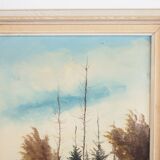 Tableau « L'étang d'automne », design scandinave, années 1970