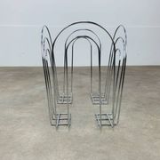 Postmodern chrome metal magazine rack from the 80s