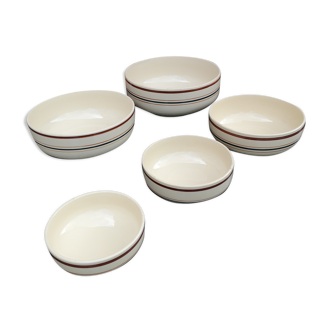 Series of 5 Gien earthenware bowls