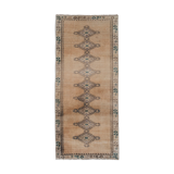 Distressed turkish oushak rug runner with soft color 100 x 228 cm