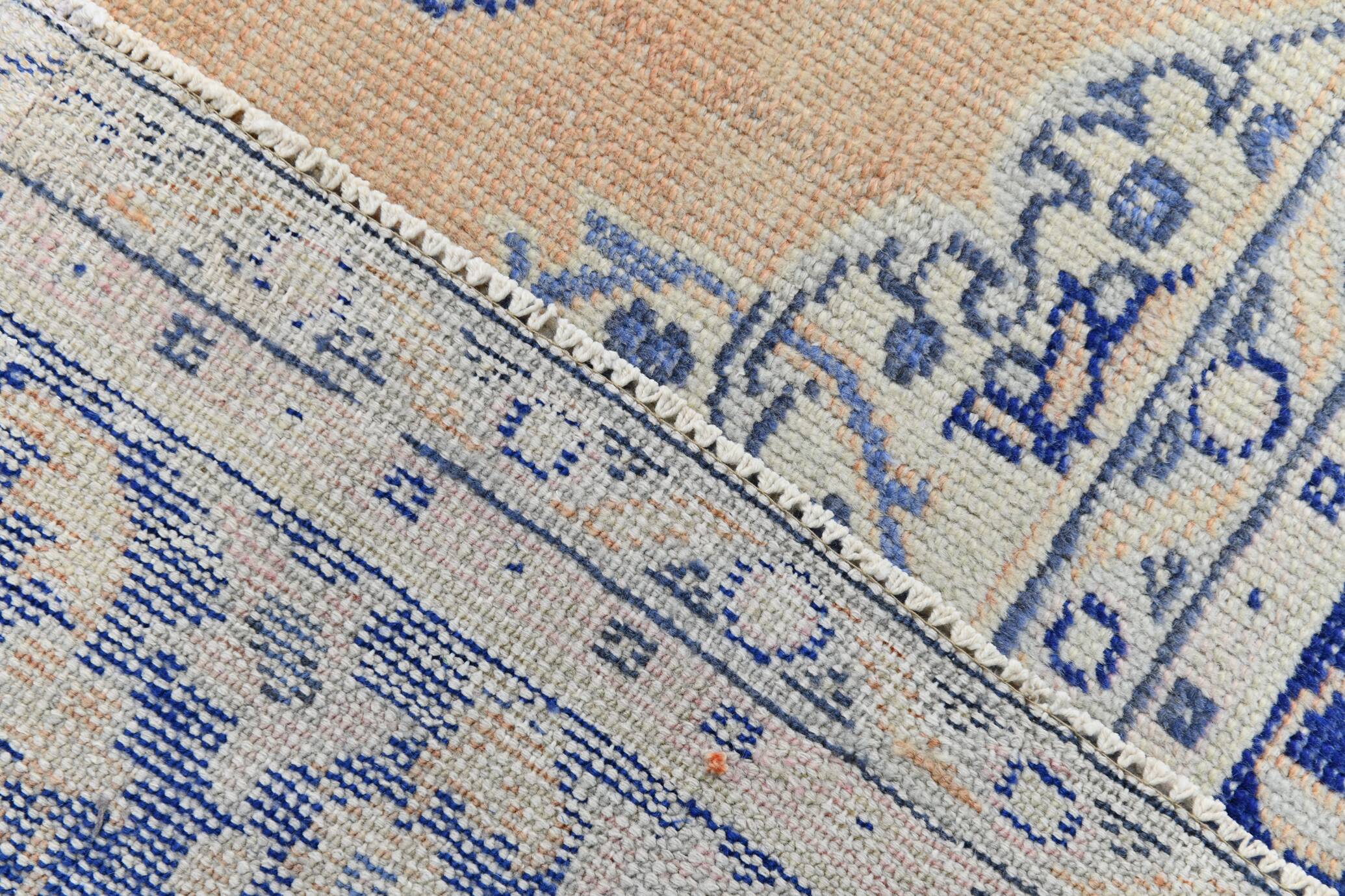 10x13 Blue & Light Orange Classic Antique Vintage Rug, 291x406Cm