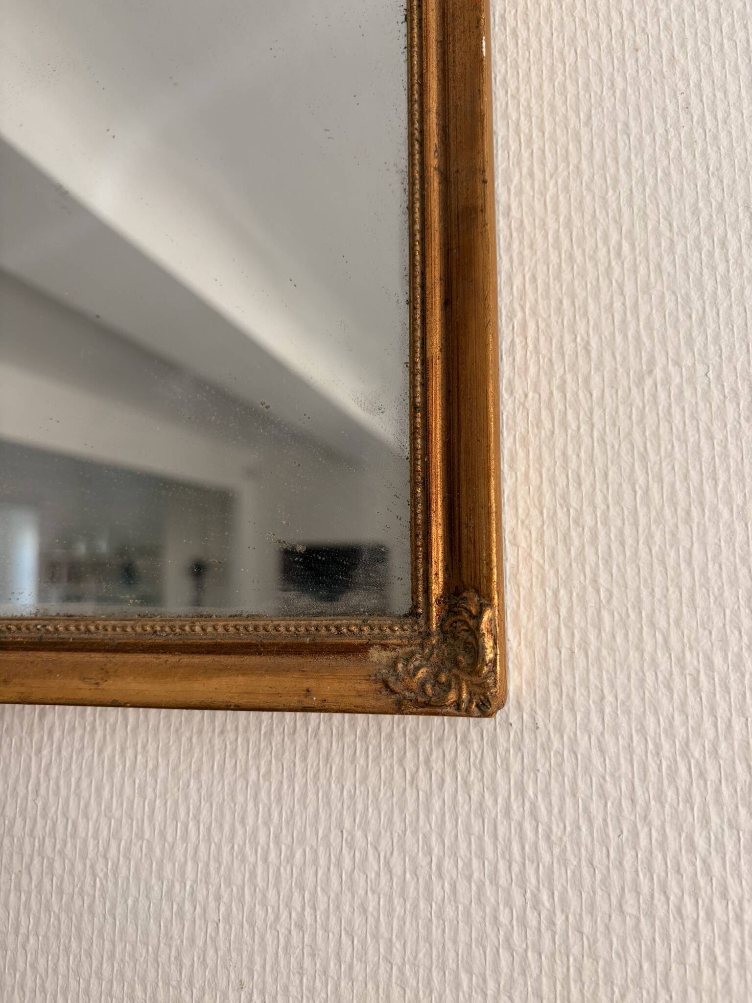 Antique Rectangular Carved Wooden Wall Mirror Louis XV XVI