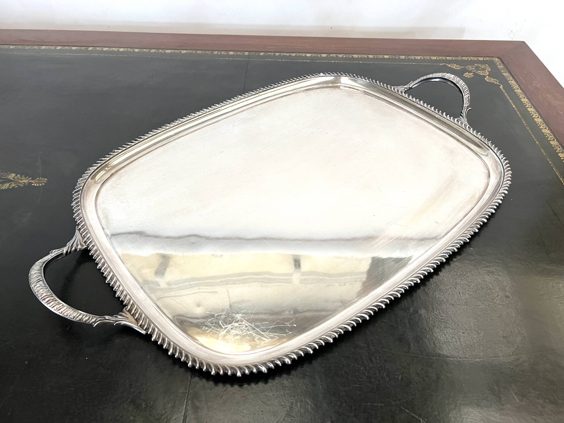 Large silver metal tray Mappin and Webb