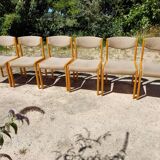 6 chairs in beech and fabrics, very good condition