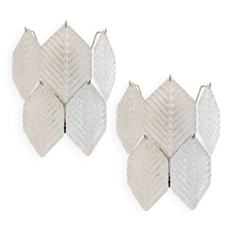 Pair of Murano Glass Wall Lamp with Hexagonal Leafs, Italy, 1960s