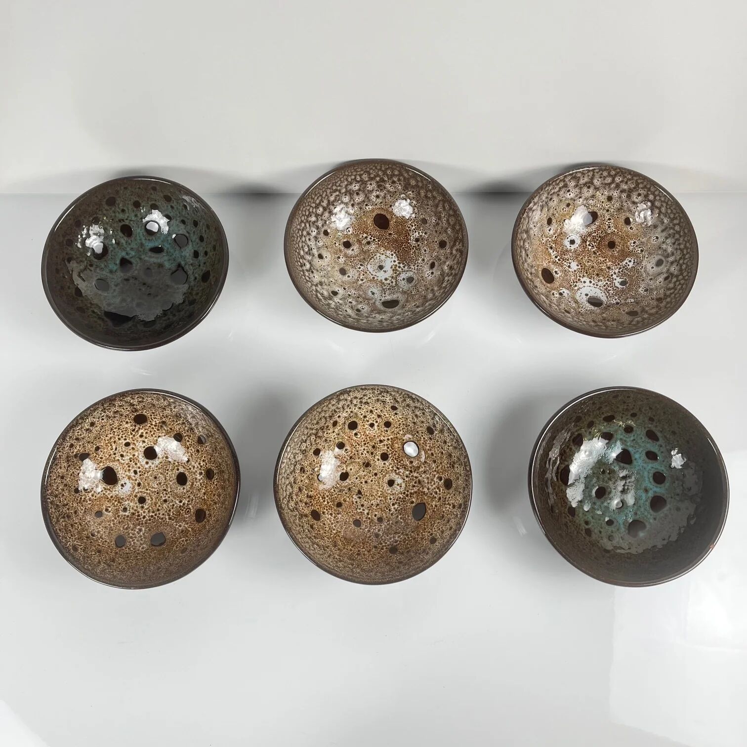 Lot de 6 bols en céramique émaillée effet réactif style japandi