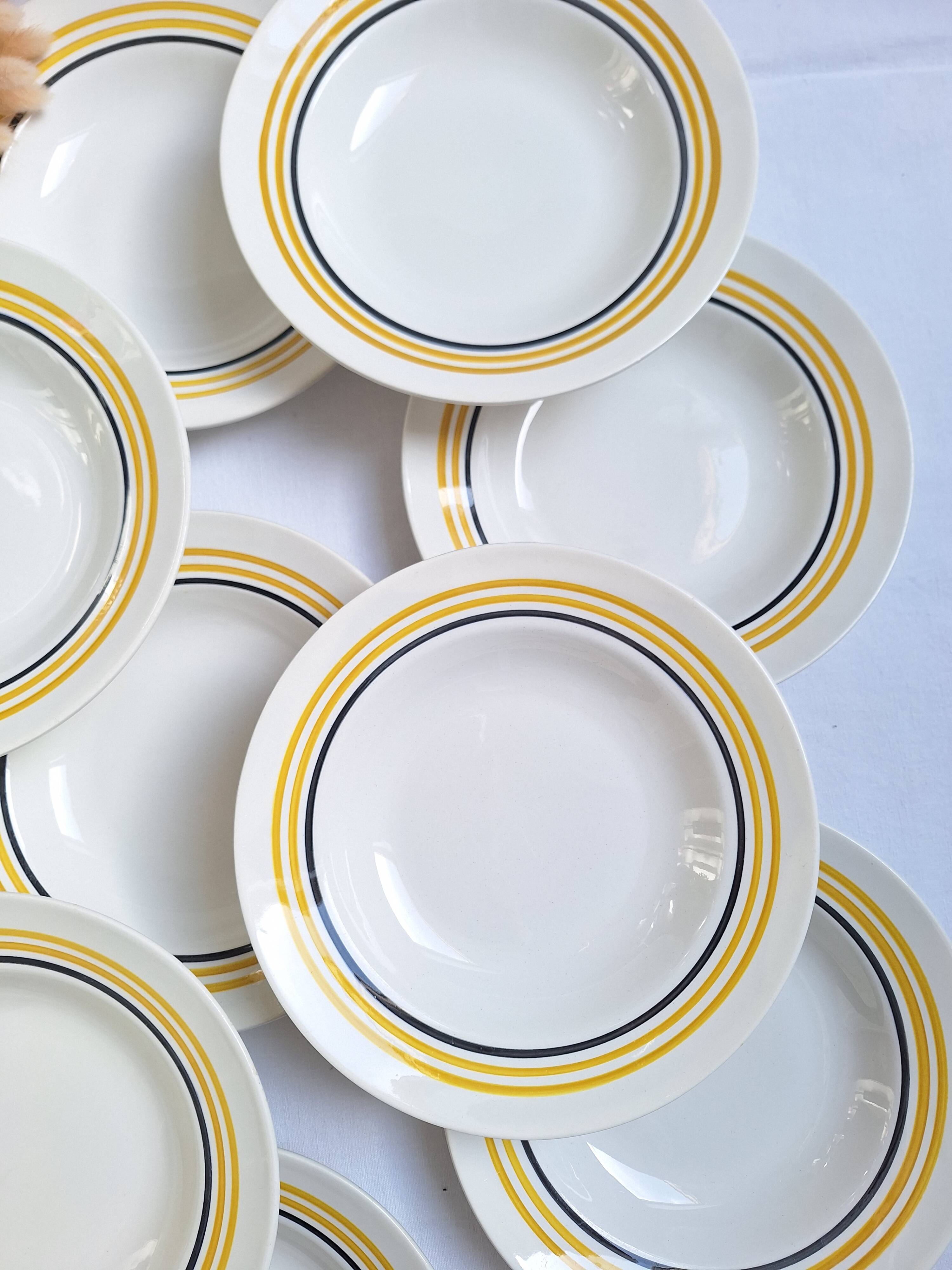 Assiettes creuses Moulin des Loups jaune moutarde