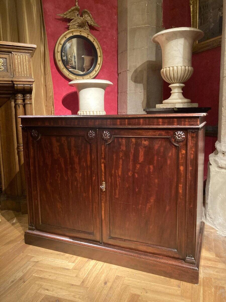 19th Century Italian Empire Mahogany Commode 2-Doors Cabinet