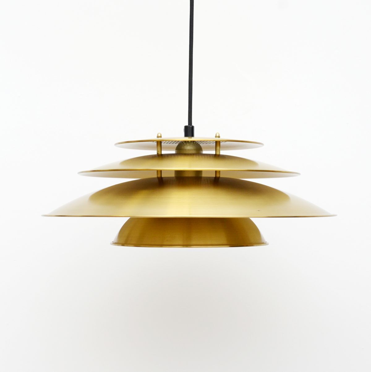 Danish pendant lamp in fully golden brass 60's
