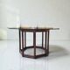 Bamboo-style wooden table with smoked glass top, 1970s