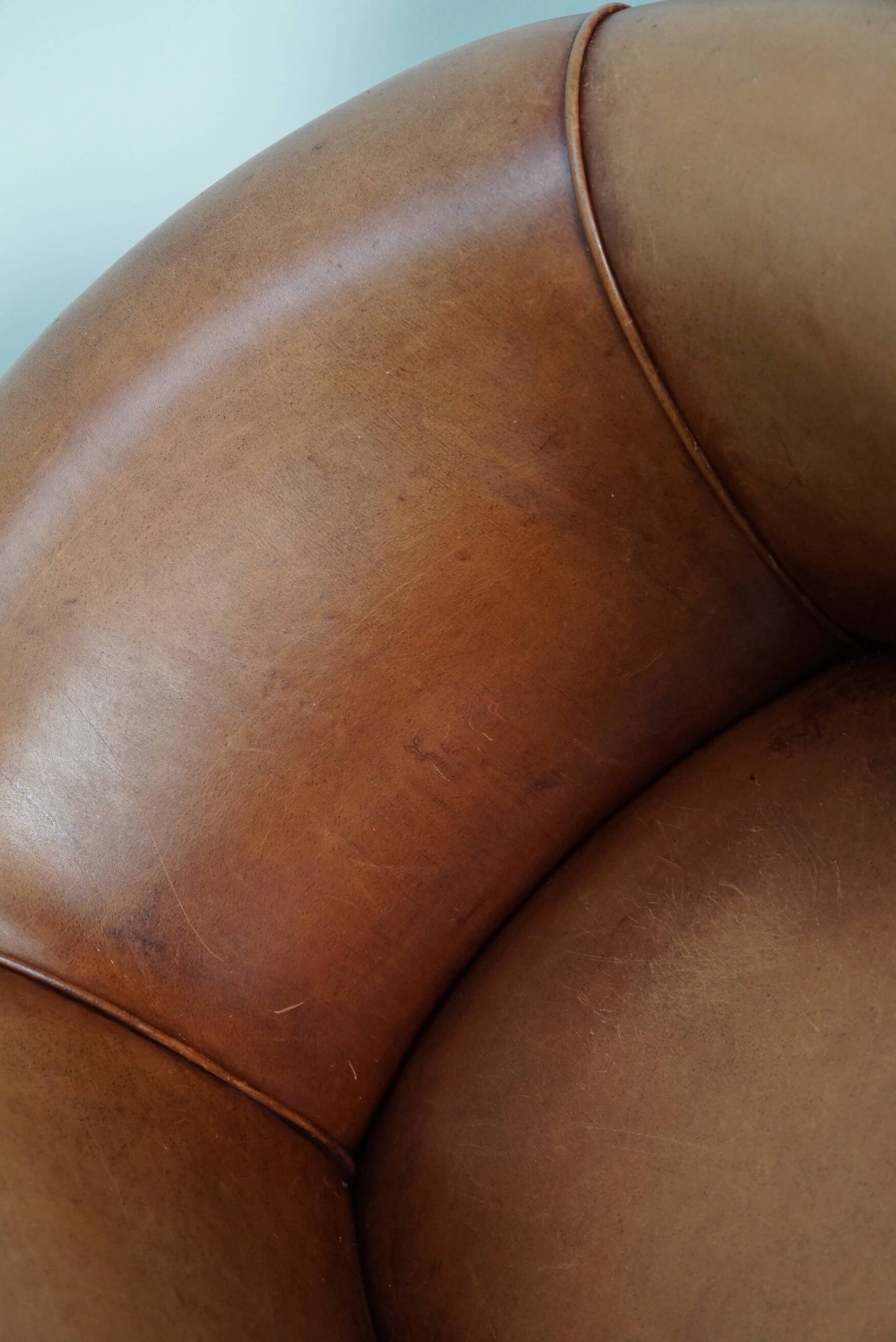 Vintage Dutch Leather Club Chairs, Set of 2