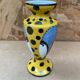 Ancien vase soliflore henri delcourt en céramique jaune & pois vintage