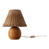 Elm and wicker ball lamp