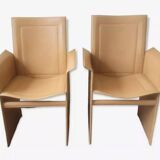 Pair of chairs with Italian design leather armrests