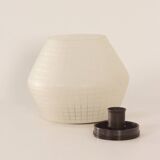 Frosted glass ceiling lamp with block pattern by brüne, 1960s