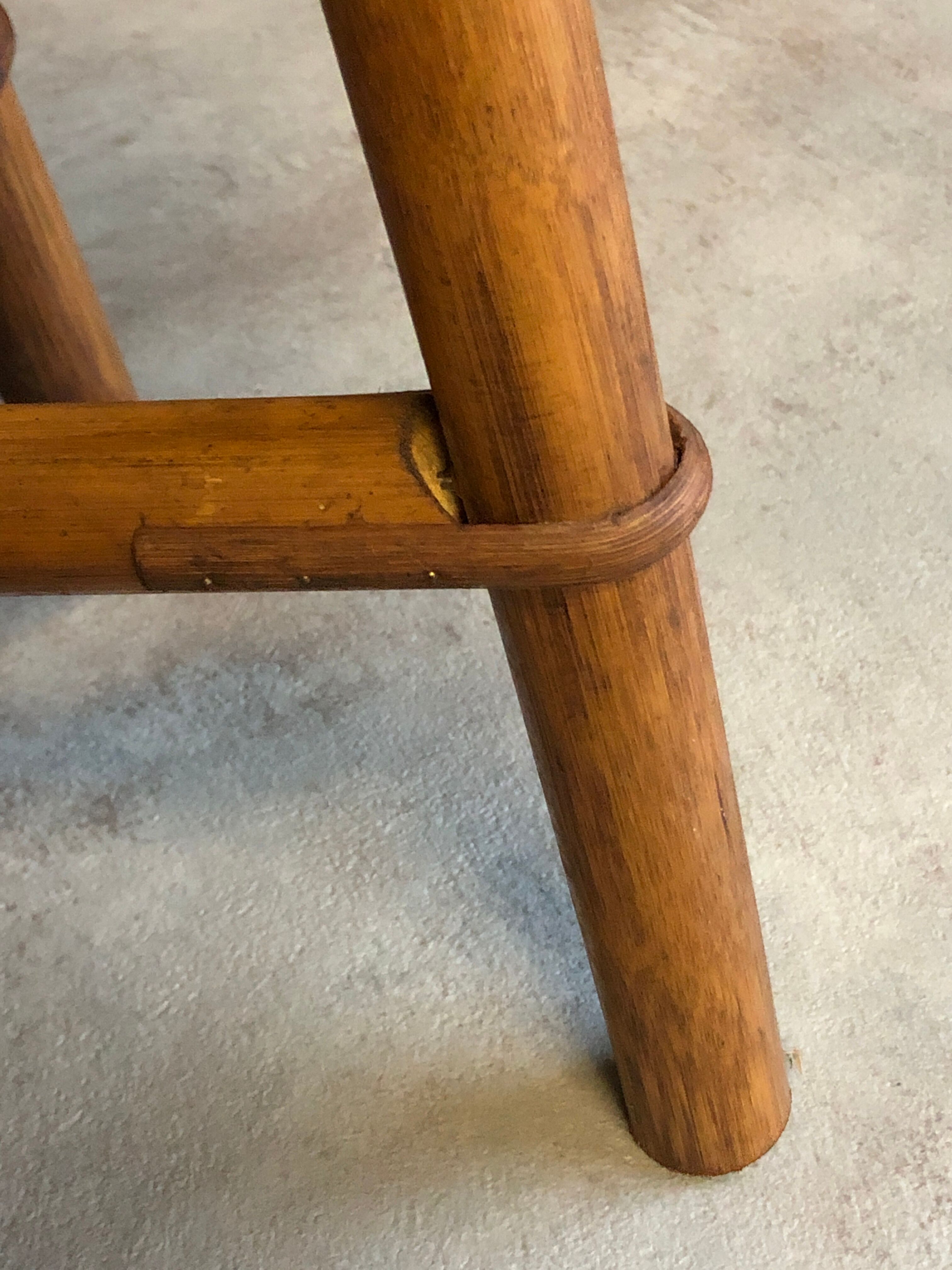 Vintage round rattan bamboo stool