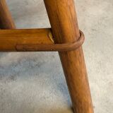 Vintage round rattan bamboo stool