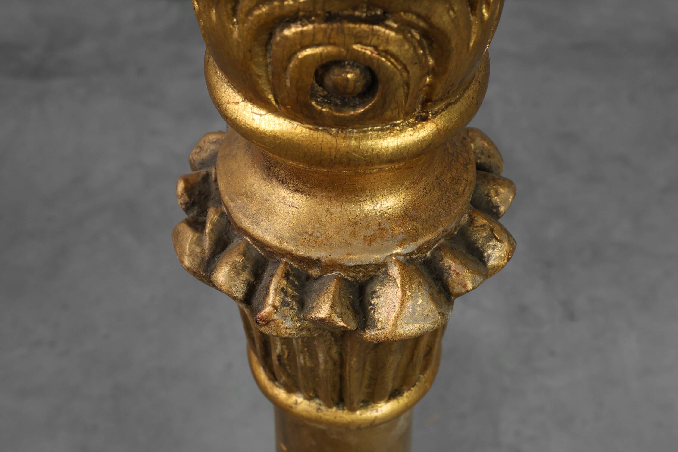 Pair of Gilt Wooden Pedestals with Plaster Decoration, France 19th Century