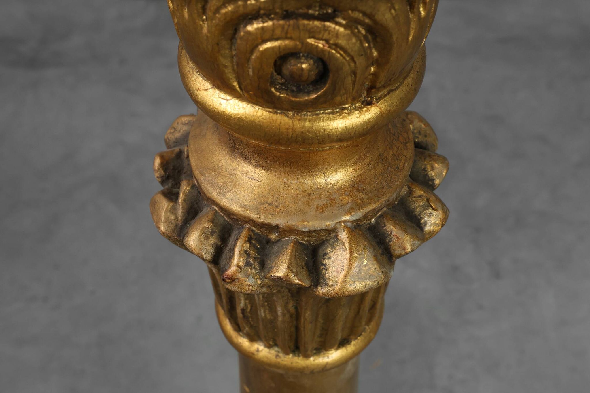 Pair of Gilt Wooden Pedestals with Plaster Decoration, France 19th Century