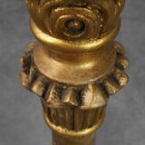 Pair of Gilt Wooden Pedestals with Plaster Decoration, France 19th Century