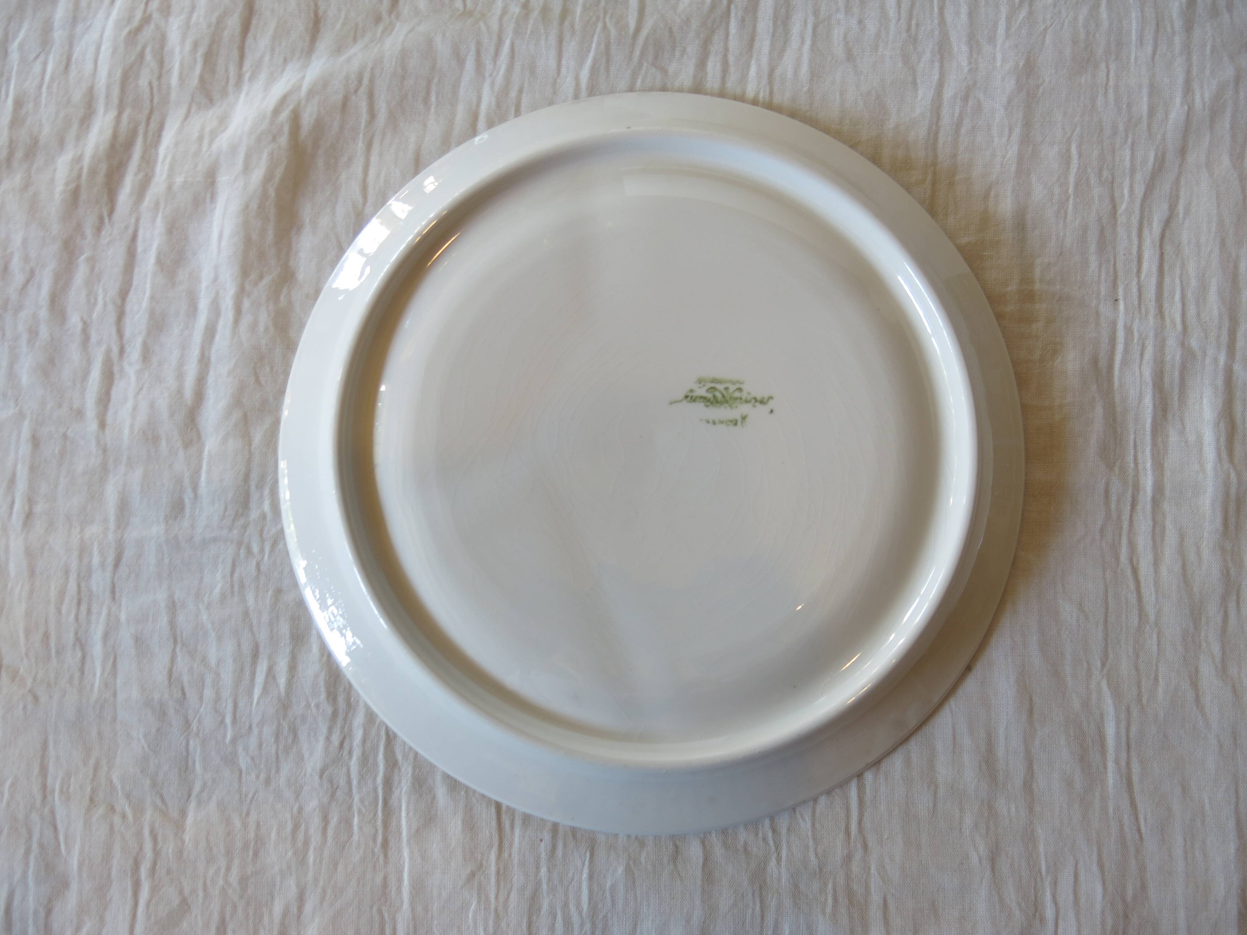 6 white Sarreguemines compartment plates