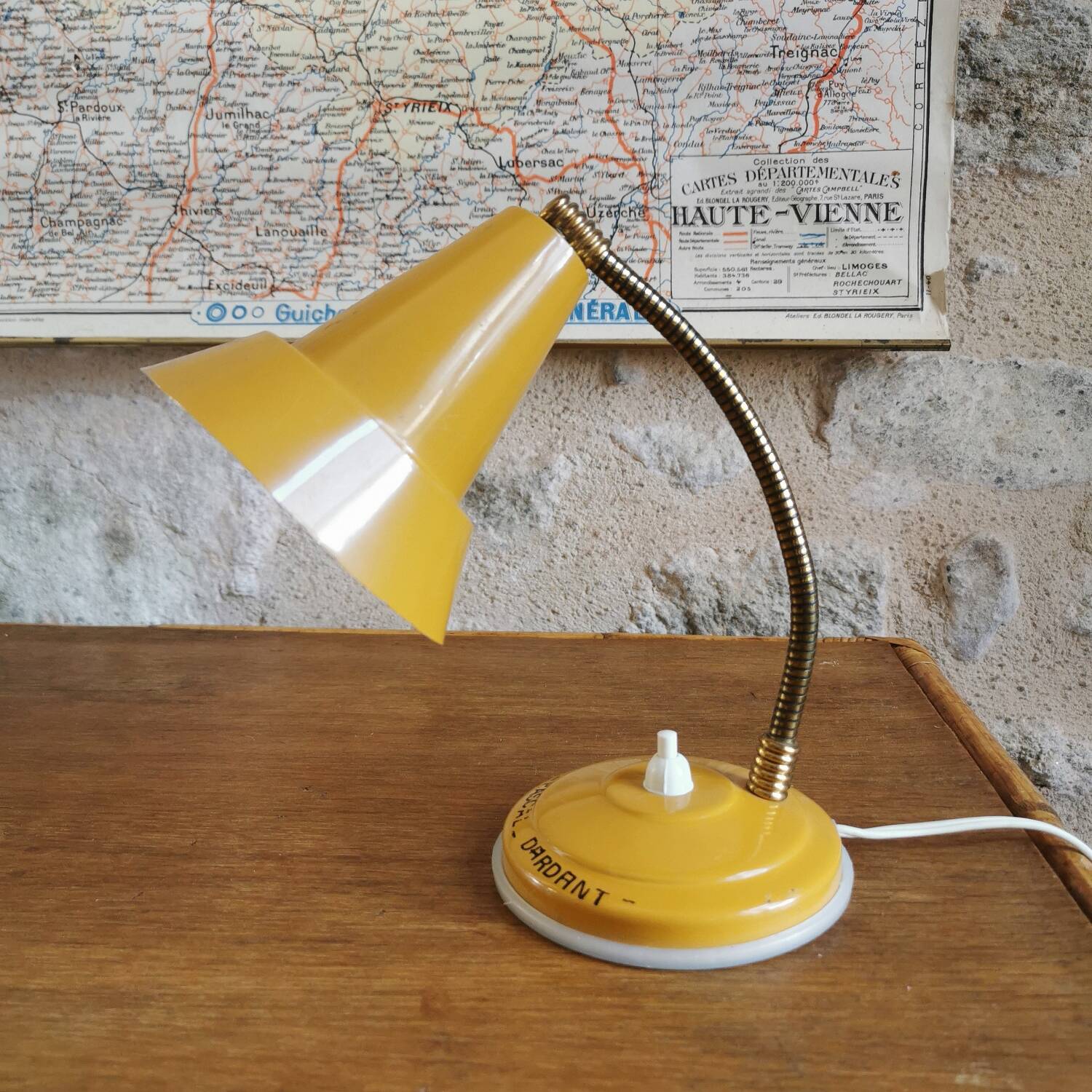 Vintage yellow cocotte lamp from the 60s