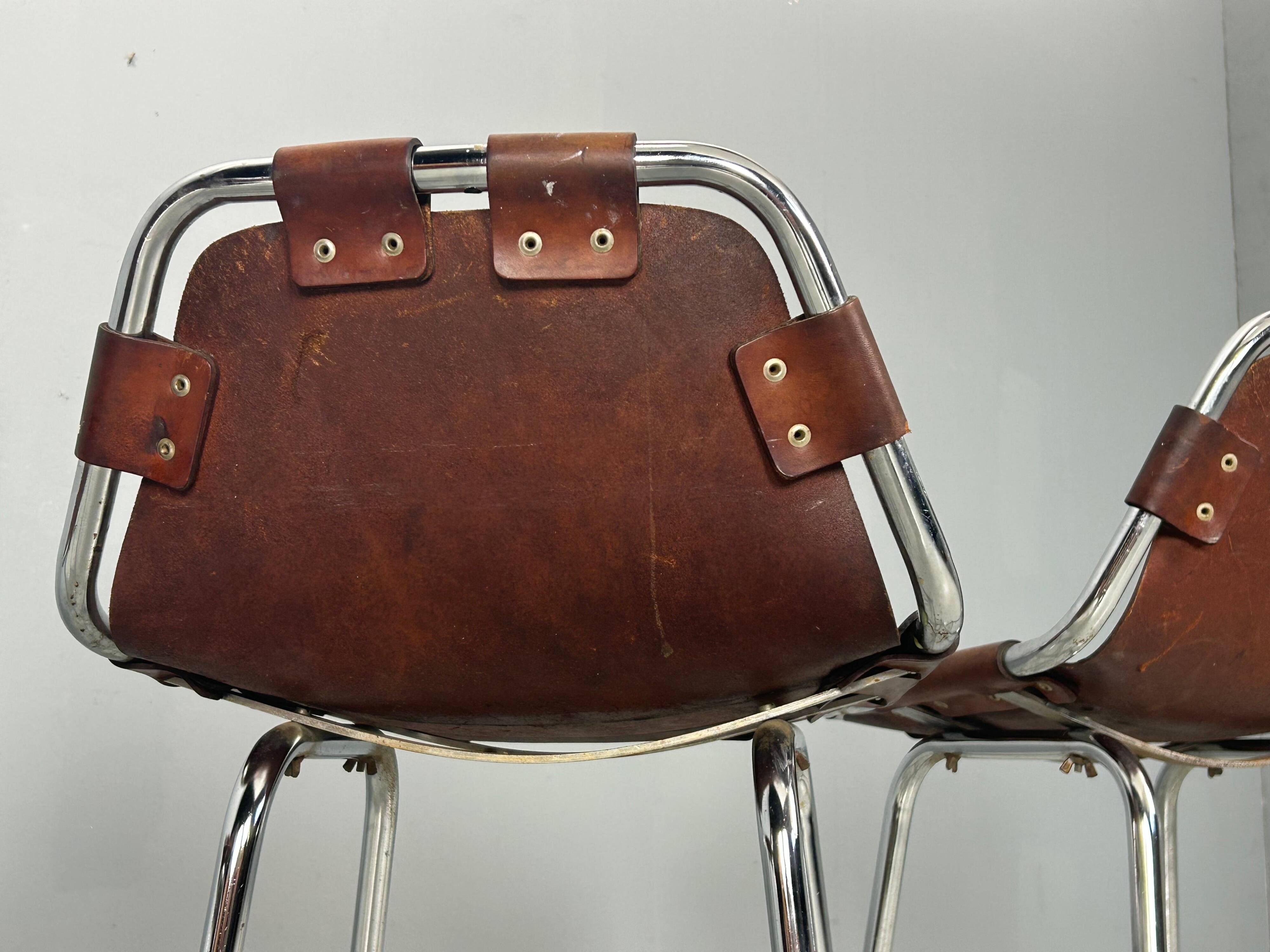 3x Leather Bar Stool for Les Arc Ski Resort, Selected by Charlotte Perriand