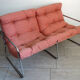 Sofa and armchair chrome steel and fabric 70s / 80s