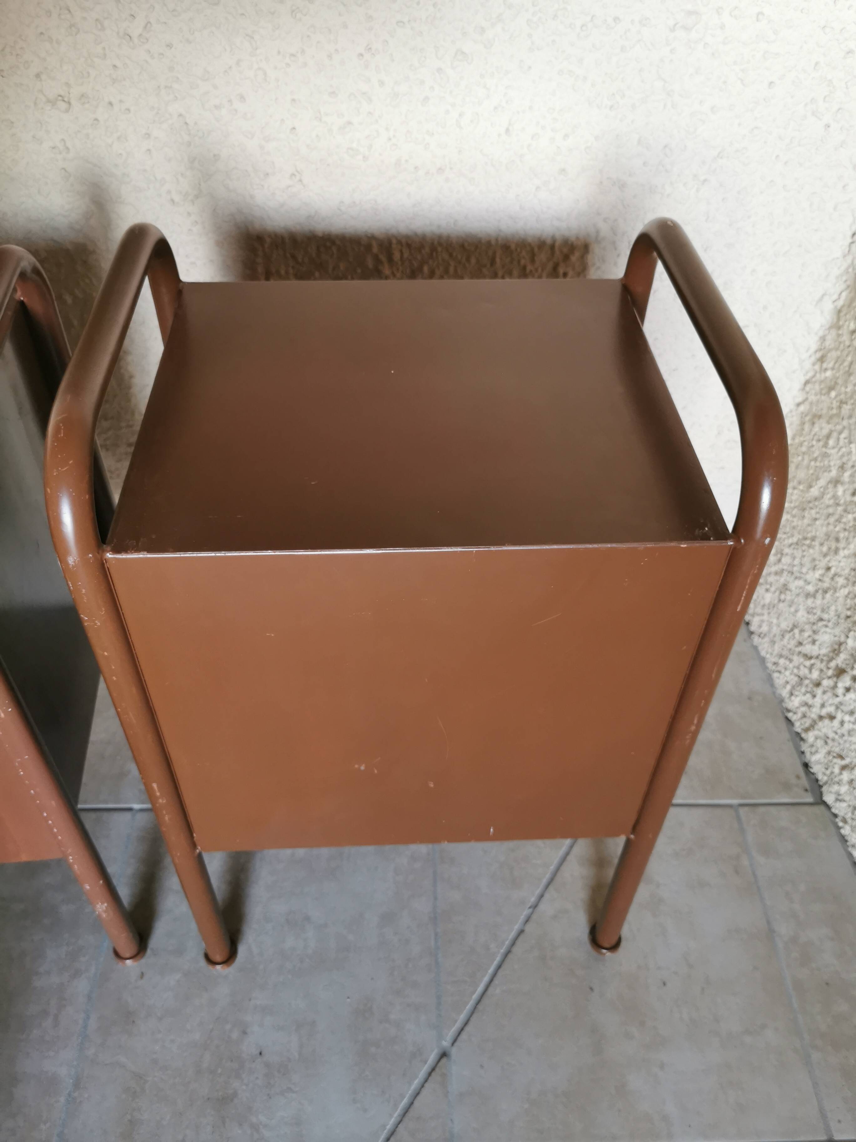 Pair of boarding school bedside tables