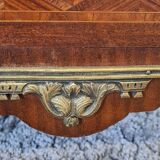Commode marquetry style transition curved feet with marble top