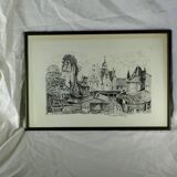 Original drawing of Nantes, rue des Cordeliers et du Refuge - ink on paper - 1987