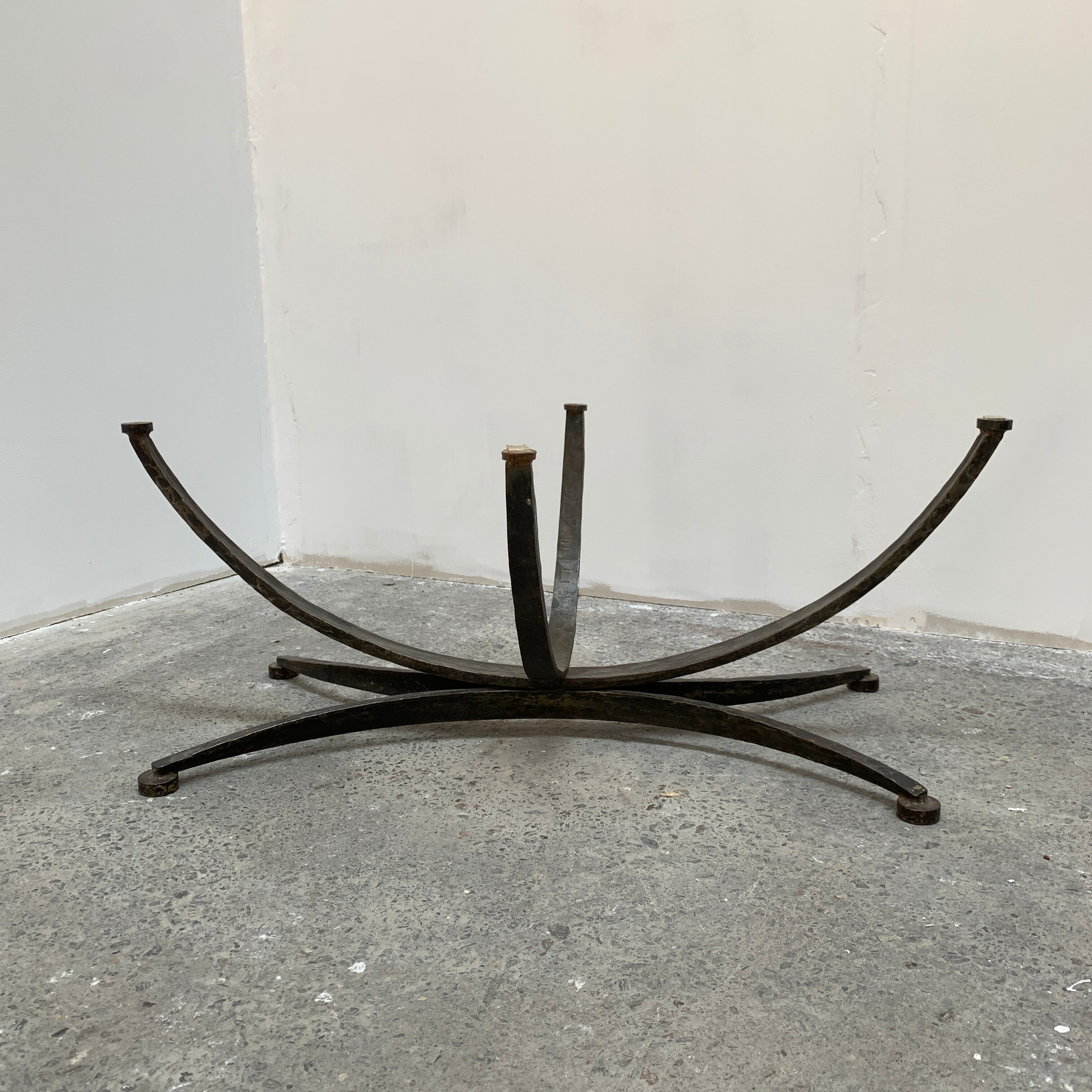 Granite and hammered wrought iron coffee table