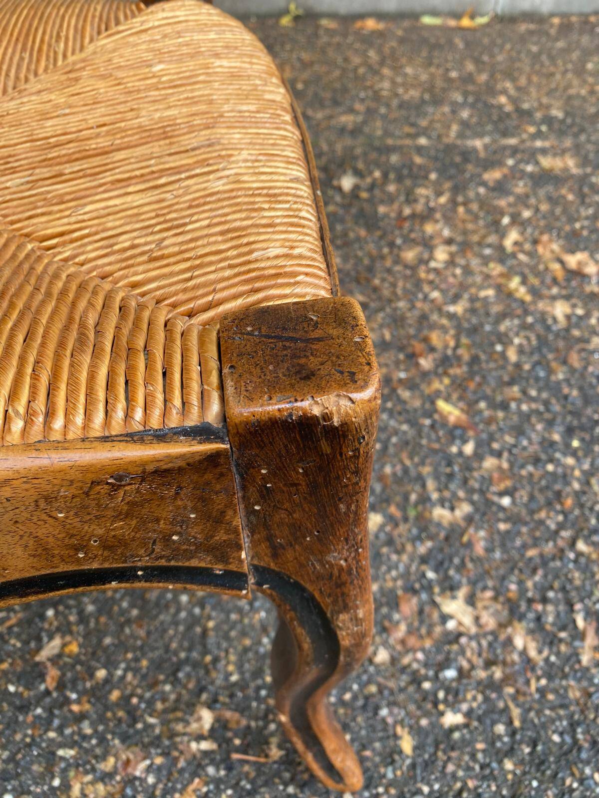 Louis Philippe solid wood and straw office chair