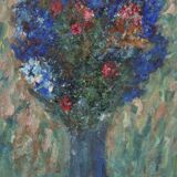 Huile sur toile suédoise – « Vase bleu » par Lennart Andersson