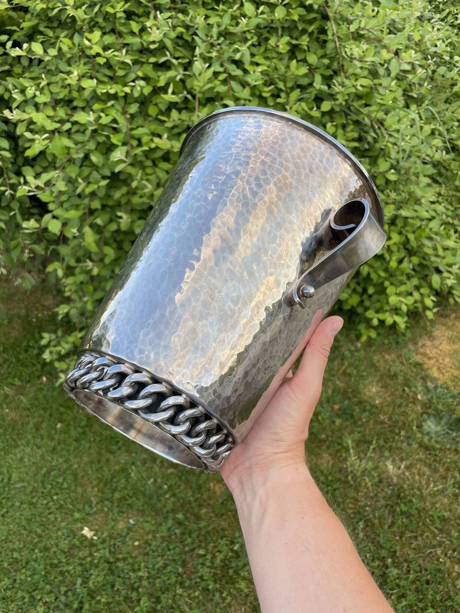 Jean Despres hammered silver metal champagne ice bucket