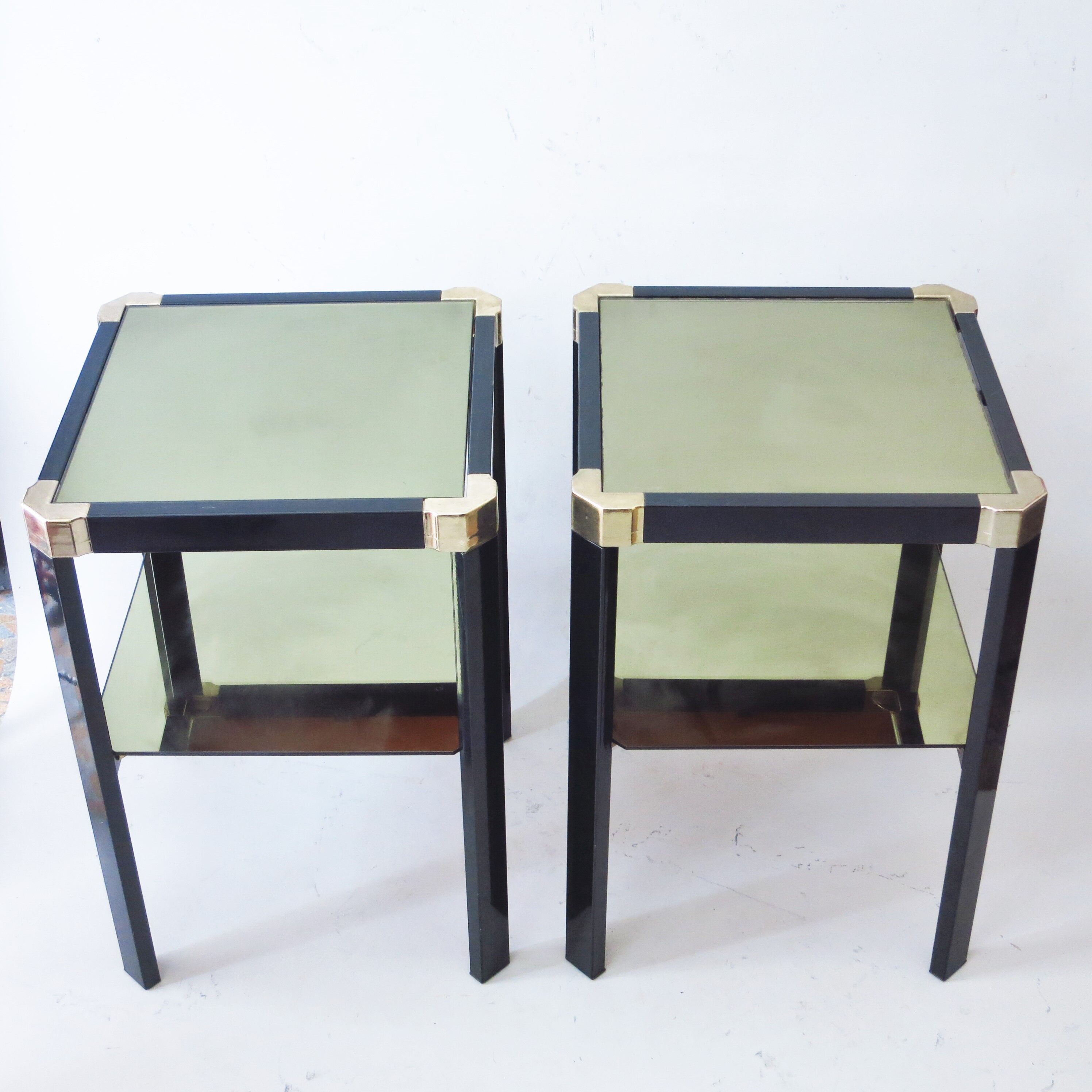 Pair of black and gold side tables Romeo Rega