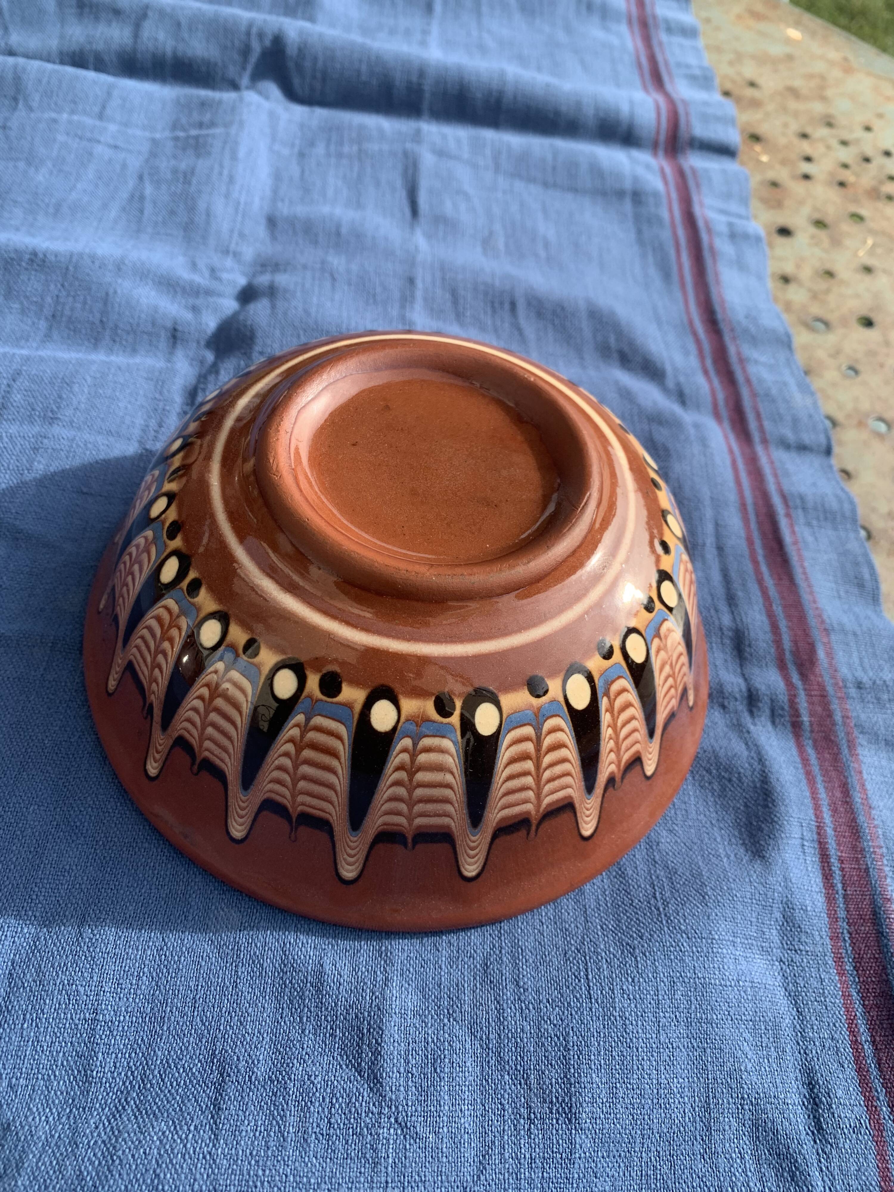 Two large bowls, vintage artisanal pottery cups