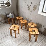 Set of 6 Olof Ottelin stools, Finland 1950.