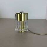 Postmodern Brass Acryl Glass Cubic Table Light, Italy 1970