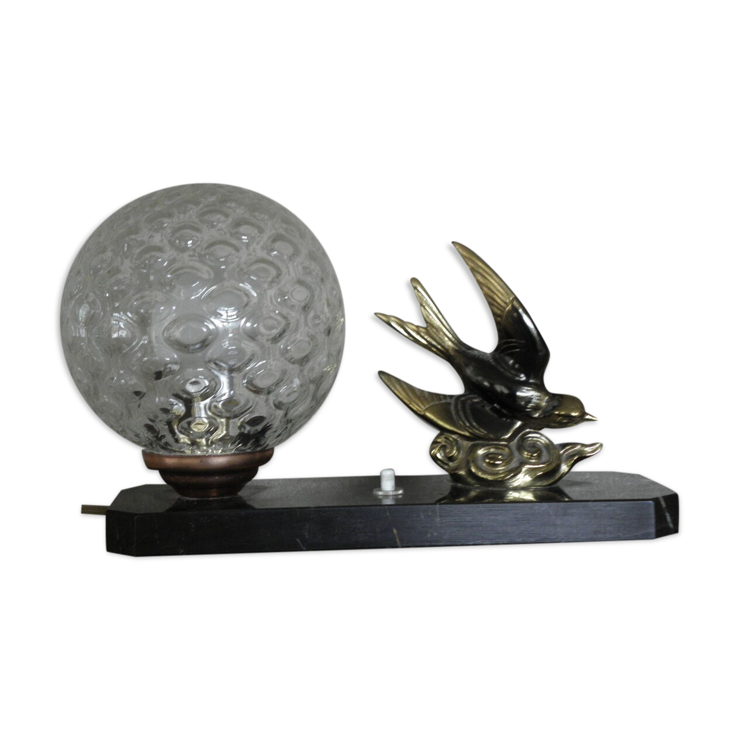 Art Deco marble figurine table lamp