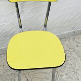 Pair of vintage yellow chrome Formica kitchen chairs.