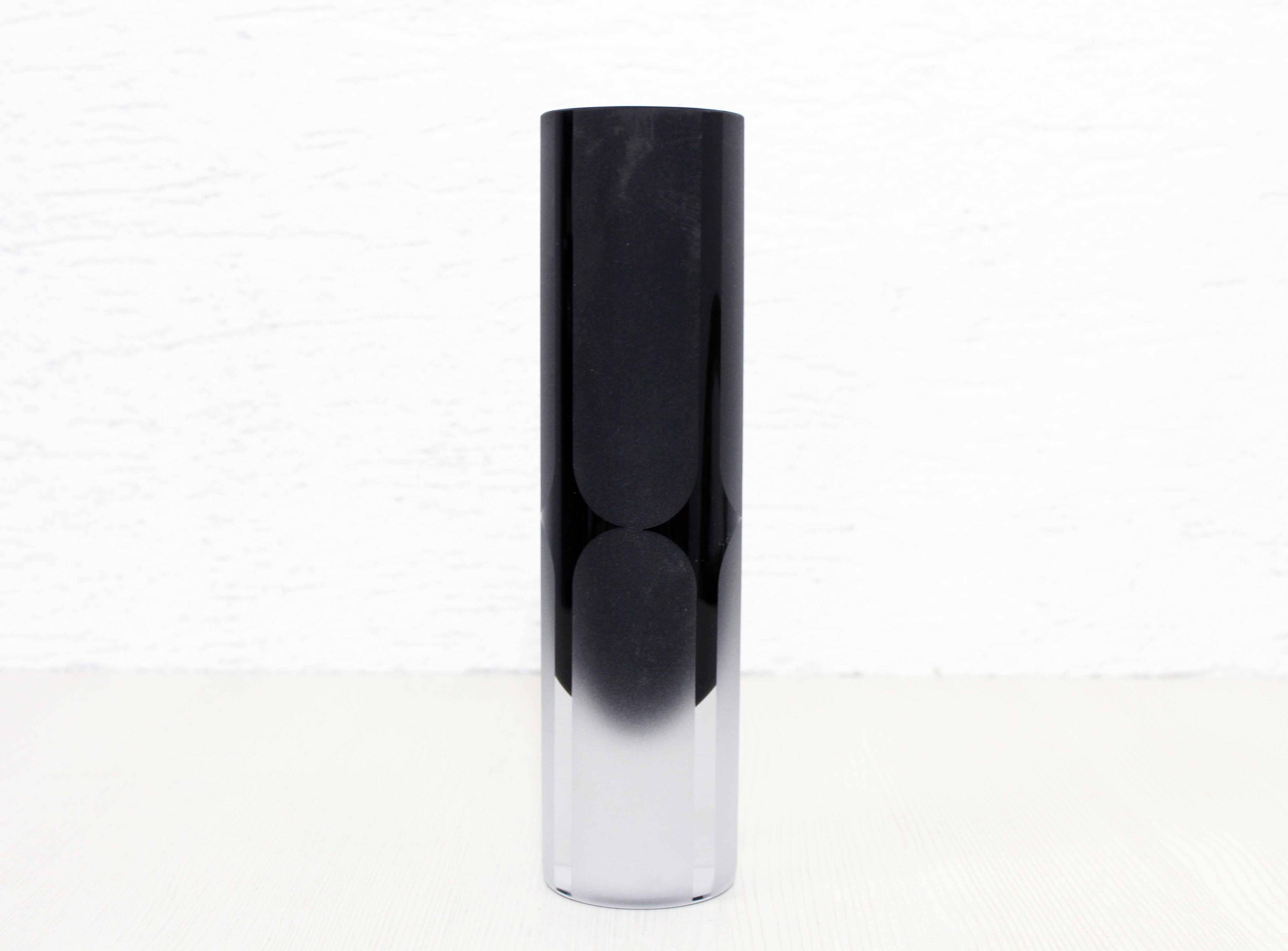 Frosted black Murano glass vase