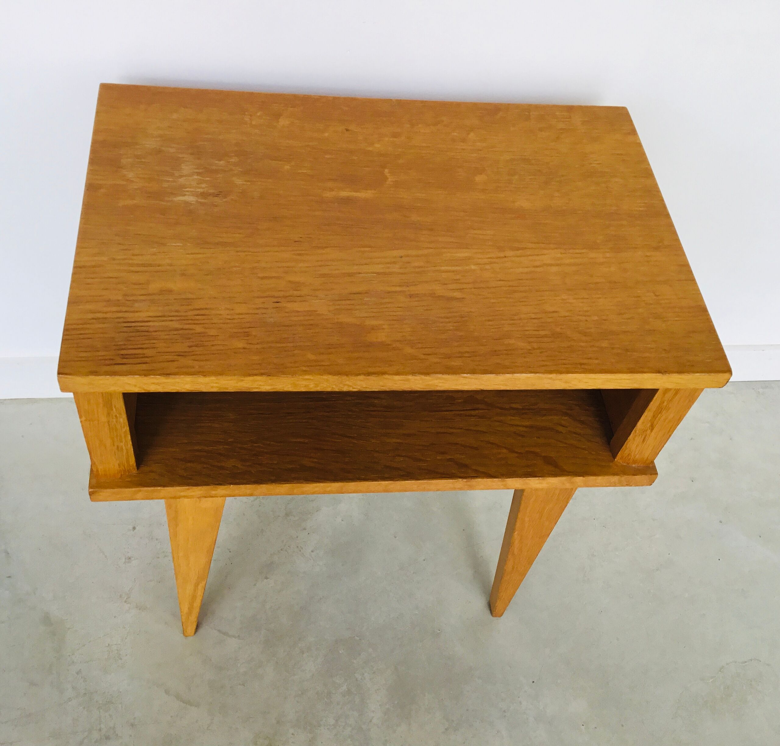 Vintage light wood and rattan bedside - 1960