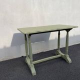 Patinated green baluster table