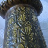 Old large vase st clement france ethnic relief decor n° 9128 60s rare
