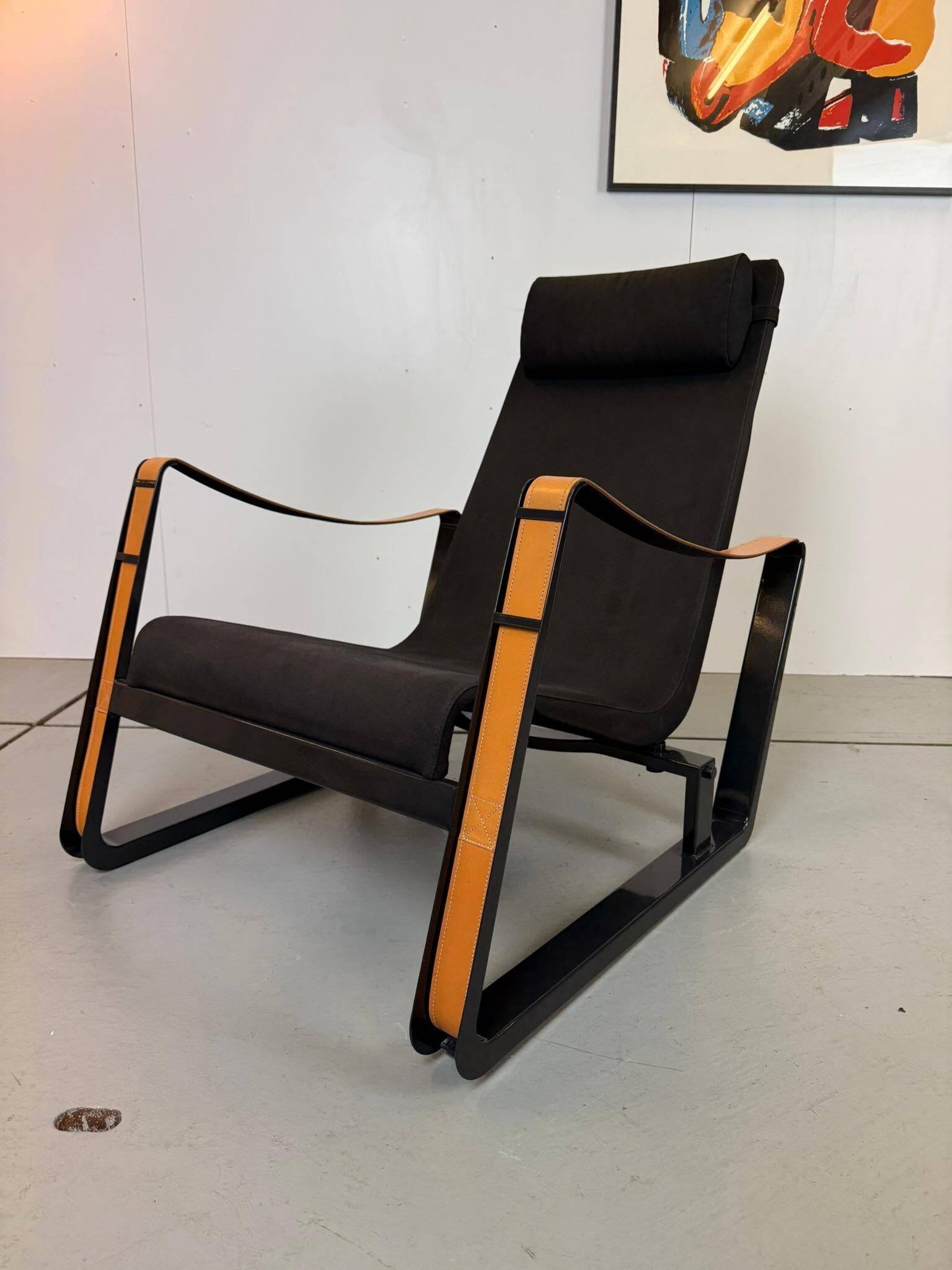 Leather and Steel Lounge Chair "Cité" by Jean Prouvé for Vitra, 2002