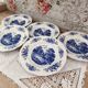 Lot de 5 assiettes creuses Sarreguemines modèle Romantic bleu
